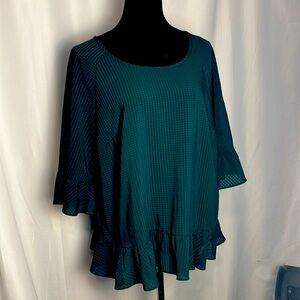 NWOT A New Day ruffle top XXL gingham “burn out” fabric